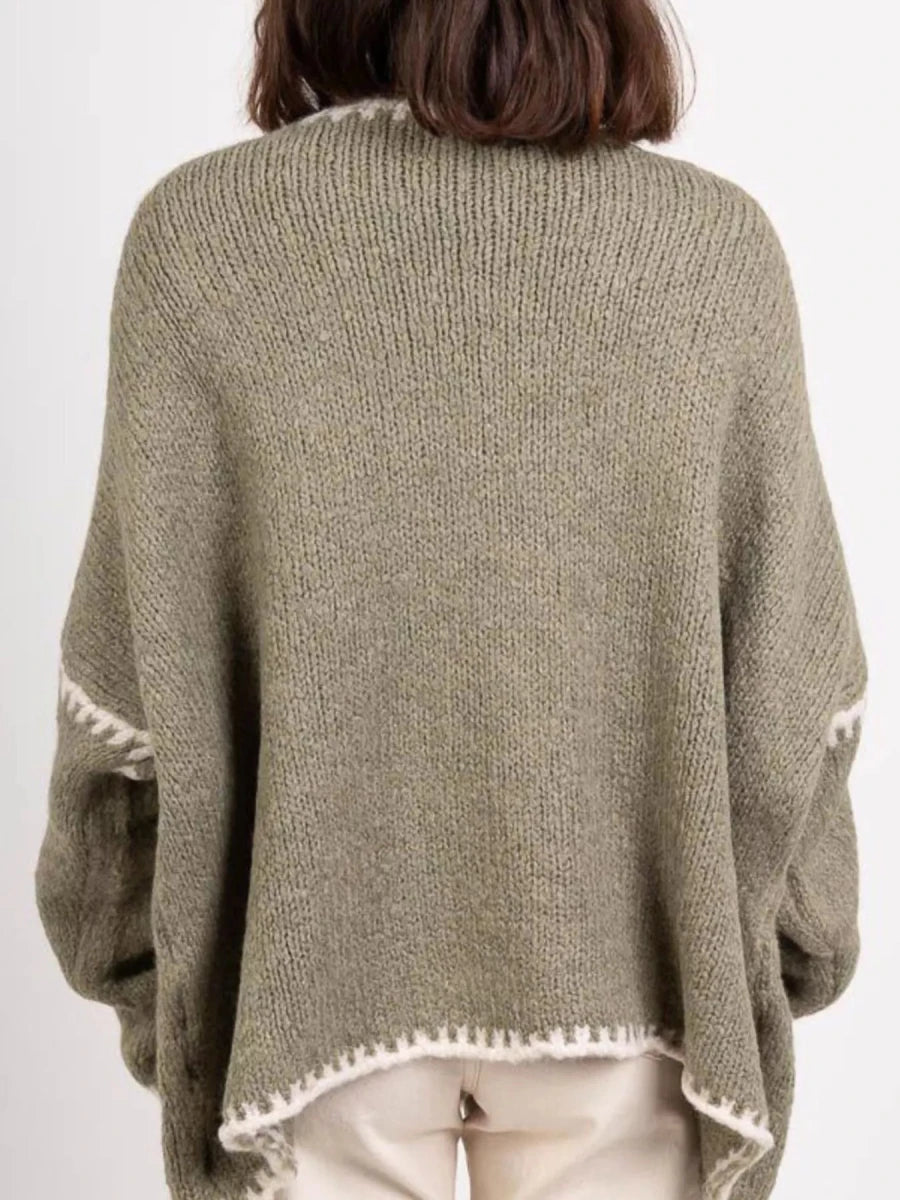 Jetset Contrast Trim Cardigan - Brick + Boho