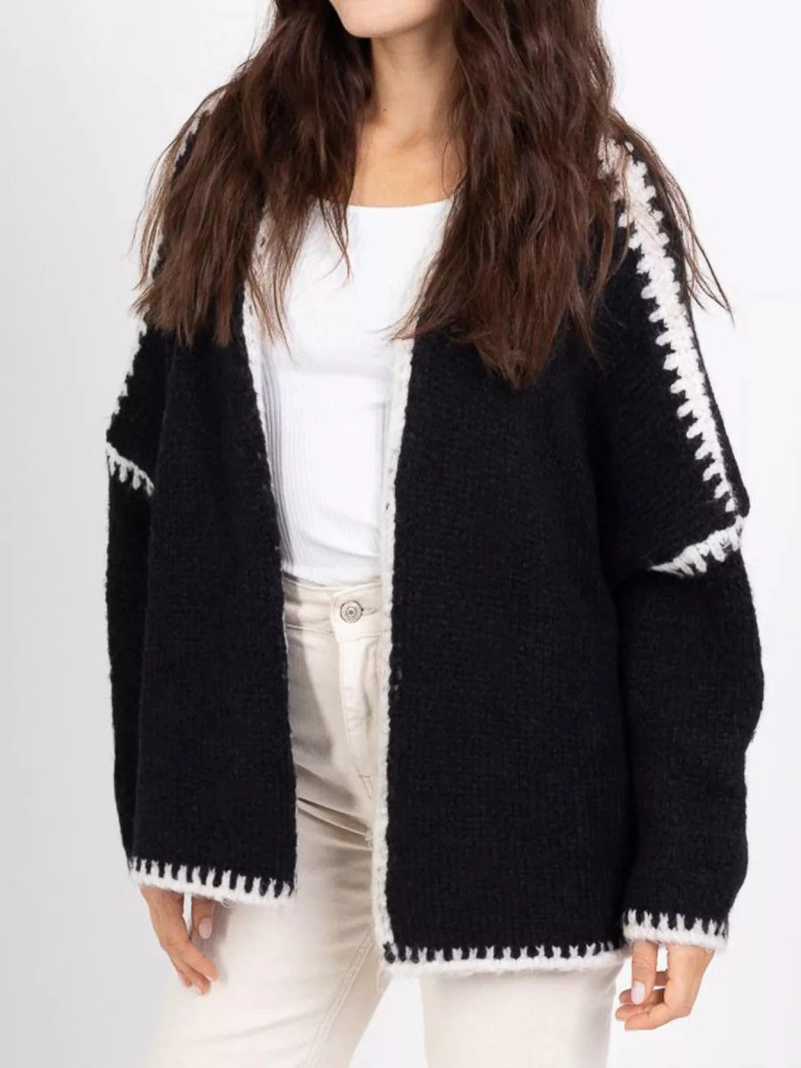 Jetset Contrast Trim Cardigan - Brick + Boho