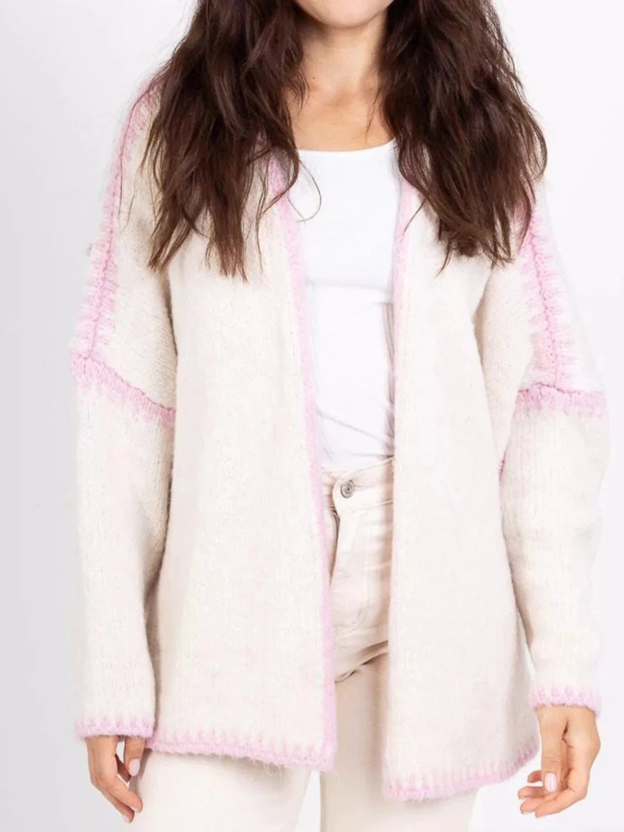 Jetset Contrast Trim Cardigan - Brick + Boho