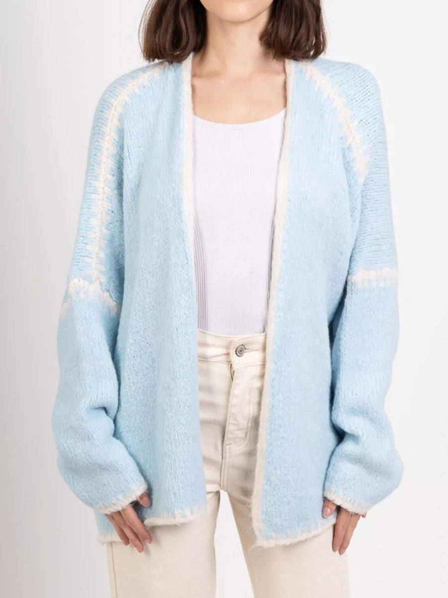 Jetset Contrast Trim Cardigan - Brick + Boho