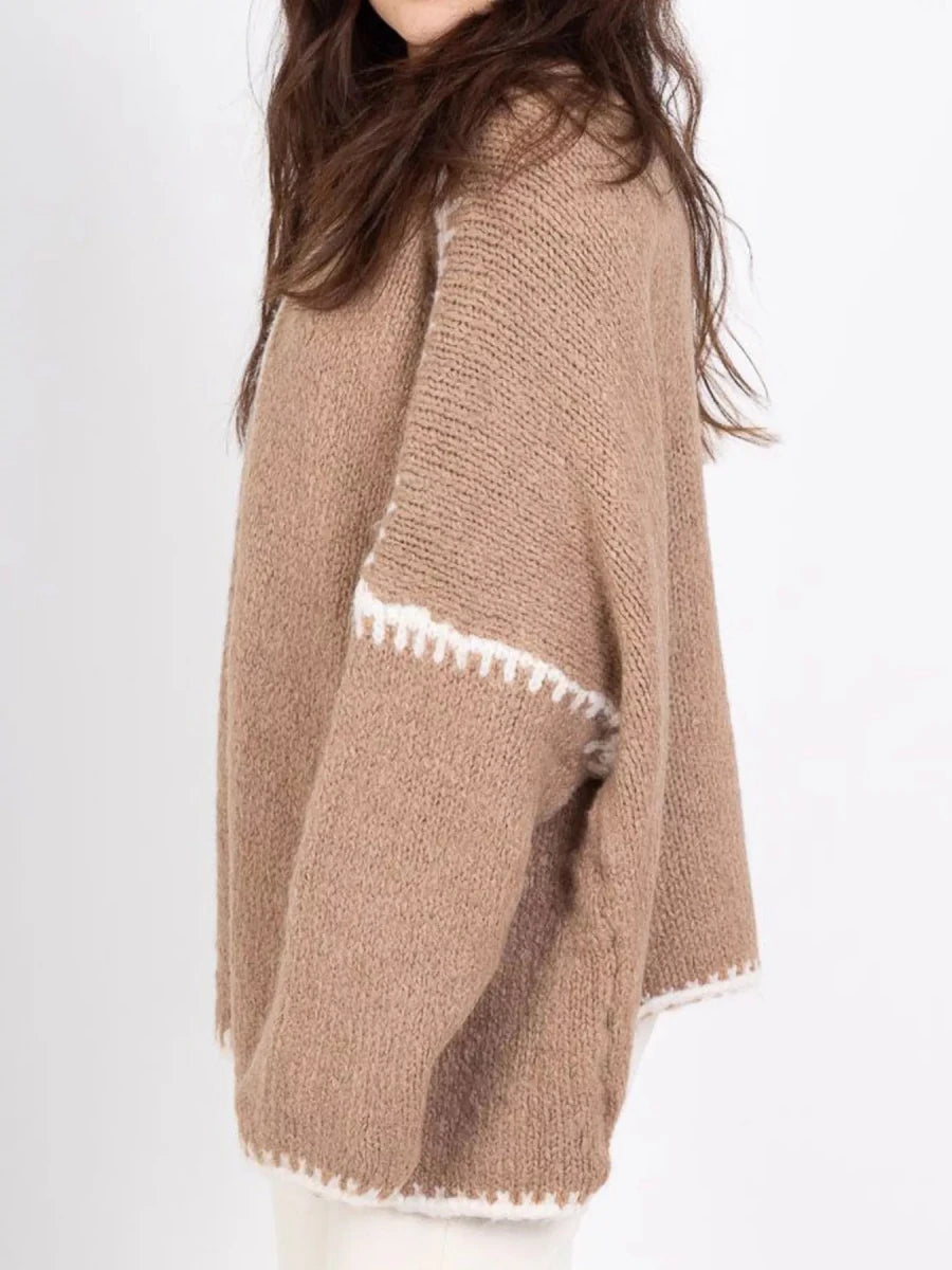 Jetset Contrast Trim Cardigan - Brick + Boho