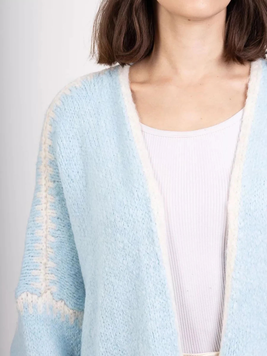 Jetset Contrast Trim Cardigan - Brick + Boho
