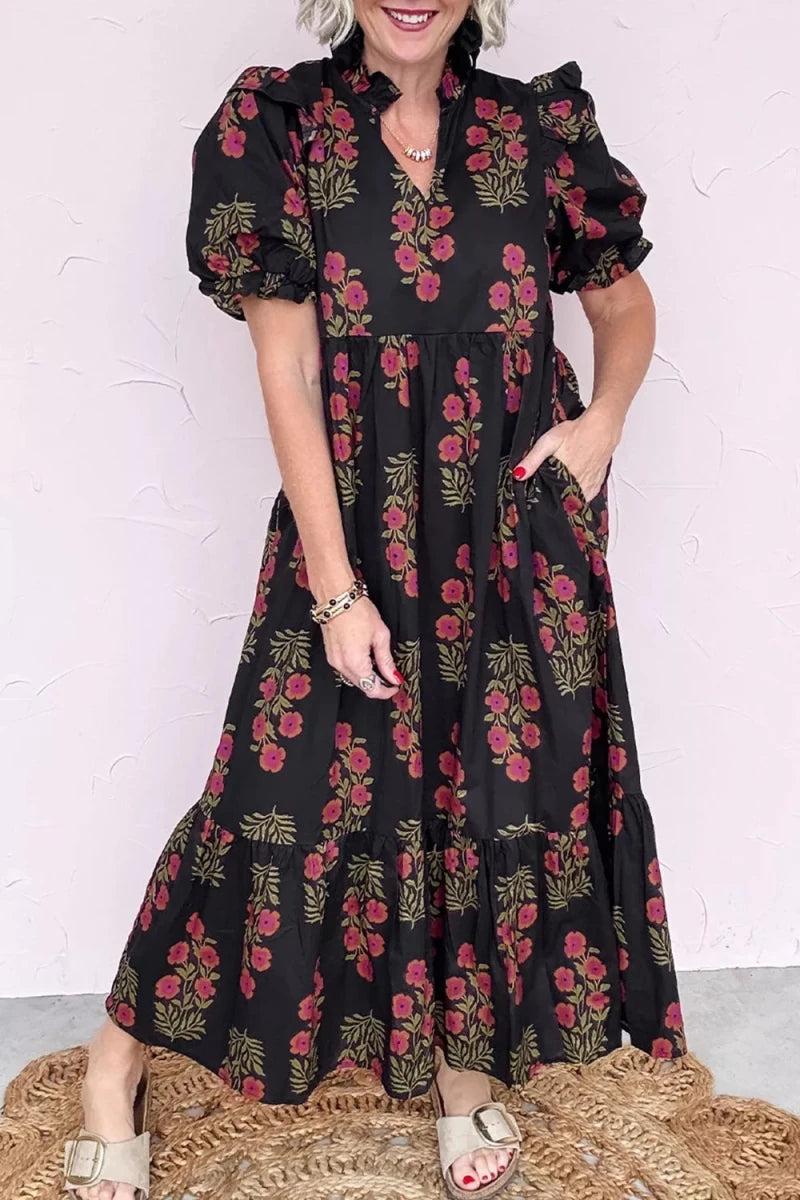 Juniper Journey Tiered Maxi Dress - Brick + Boho