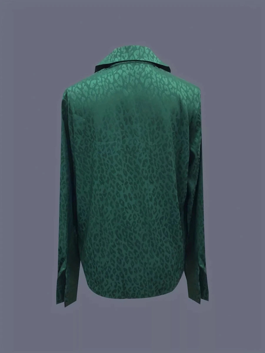 Leopard Button Up Long Sleeve Shirt - Brick + Boho