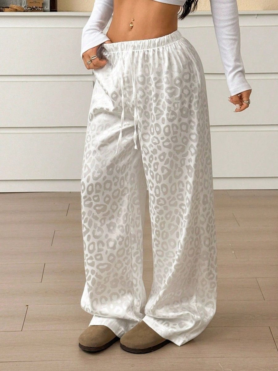 Leopard Print Wide Leg Pants - Brick + Boho