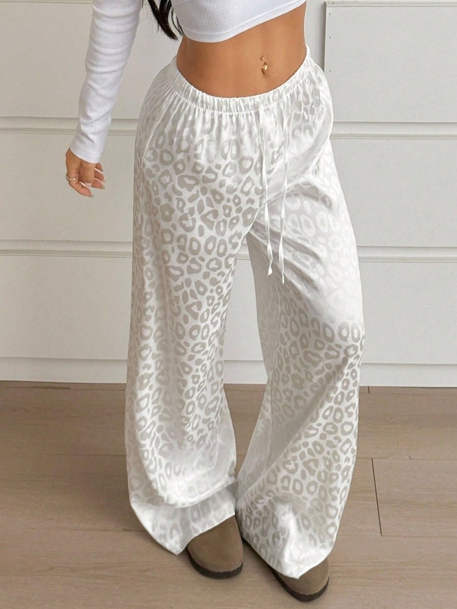 Leopard Print Wide Leg Pants - Brick + Boho