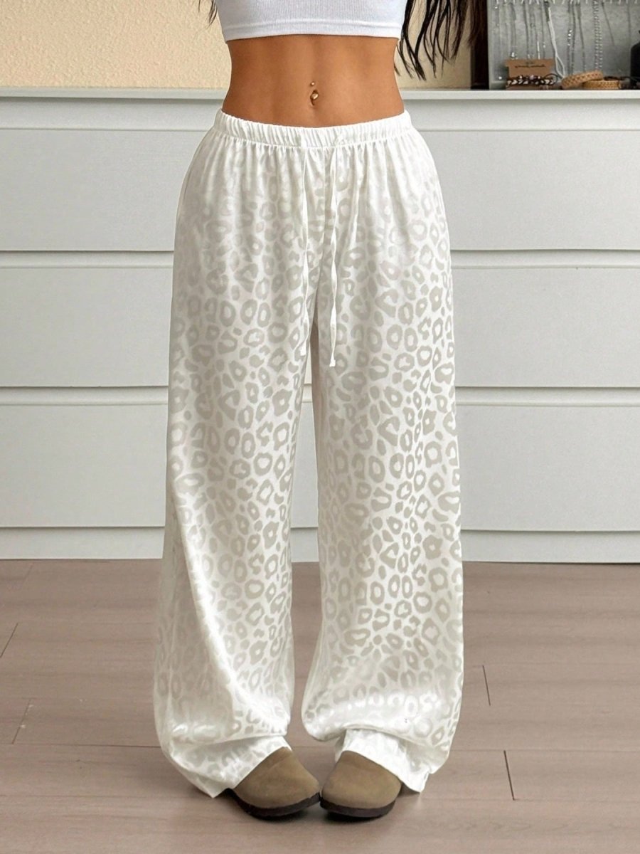 Leopard Print Wide Leg Pants - Brick + Boho