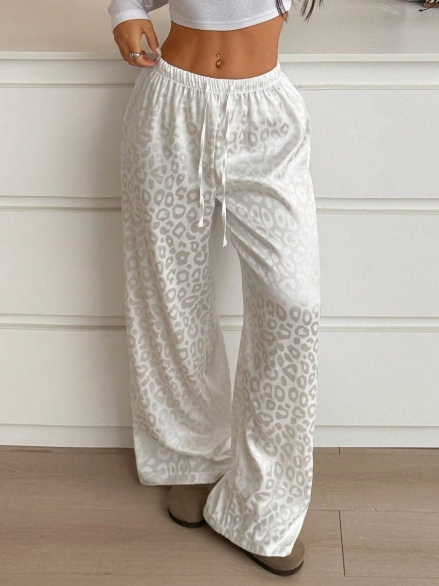 Leopard Print Wide Leg Pants - Brick + Boho