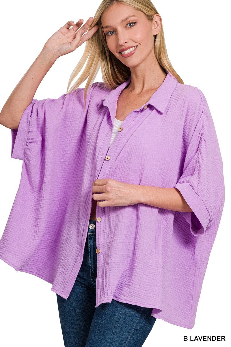 Lilac Field Oversize Blouse - Brick + Boho
