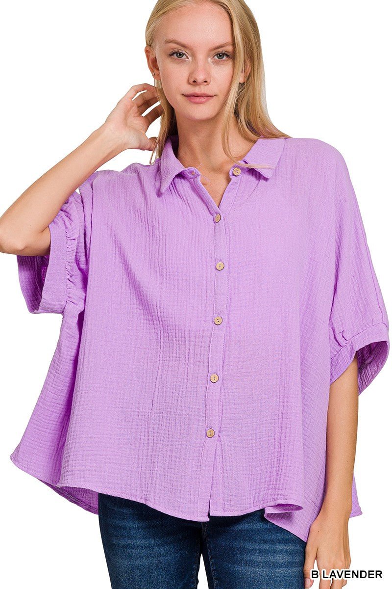 Lilac Field Oversize Blouse - Brick + Boho