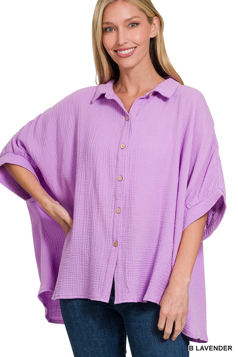 Lilac Field Oversize Blouse - Brick + Boho