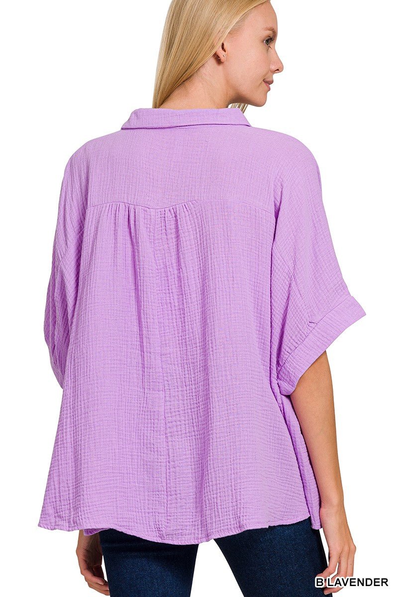 Lilac Field Oversize Blouse - Brick + Boho