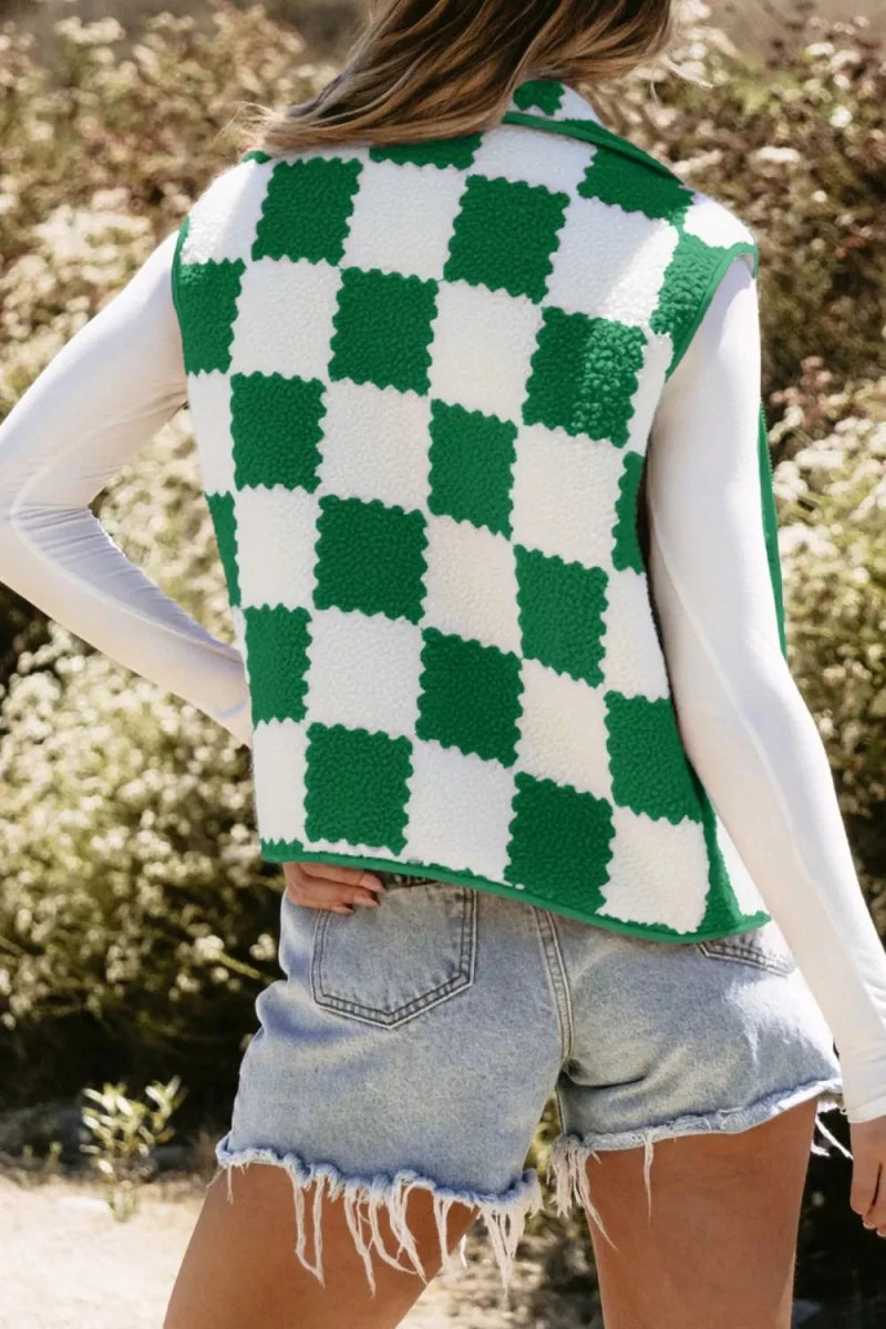 Little Wing Checkerboard Vest - Brick + Boho