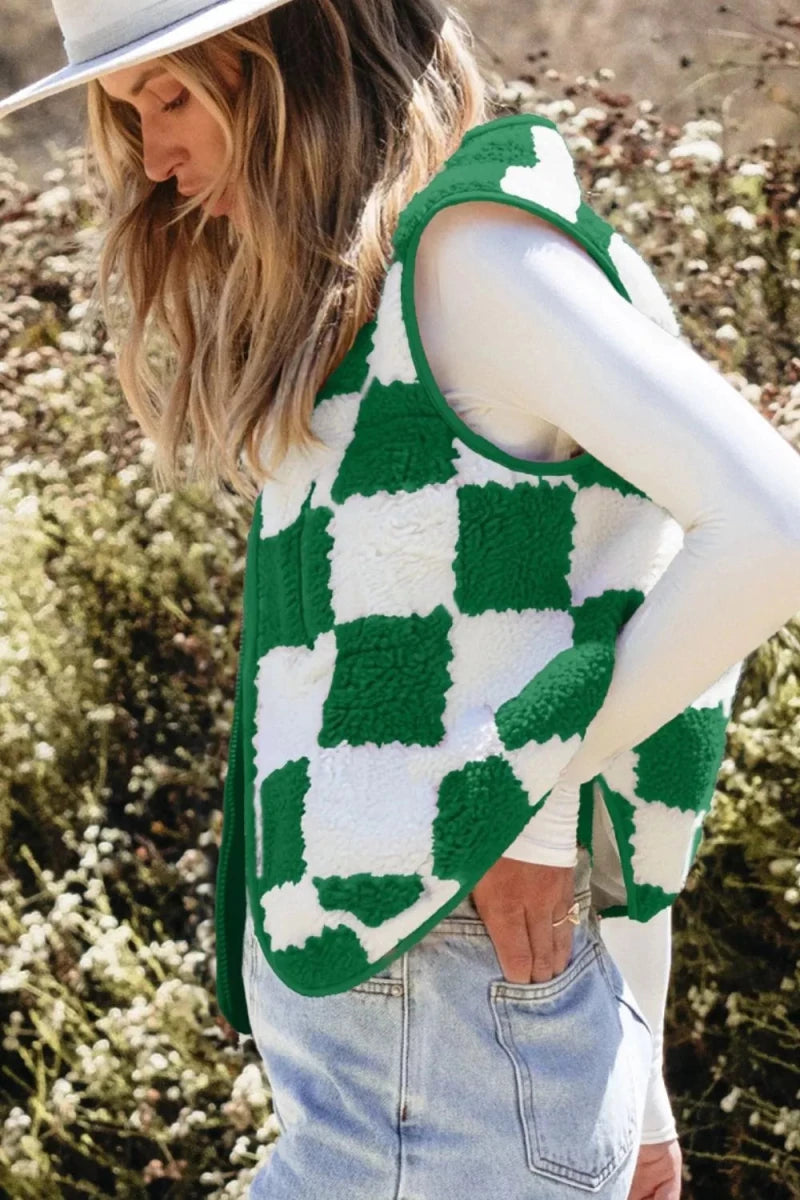 Little Wing Checkerboard Vest - Brick + Boho