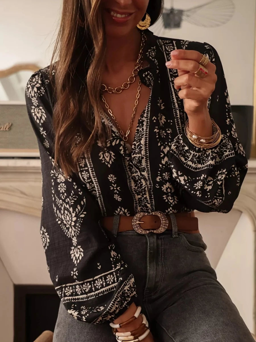 Lush Ruffle Blouse - Brick + Boho