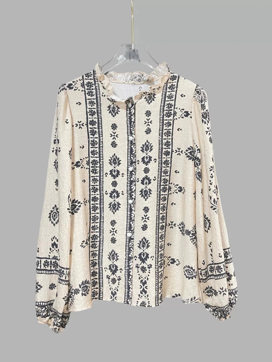 Lush Ruffle Blouse - Brick + Boho