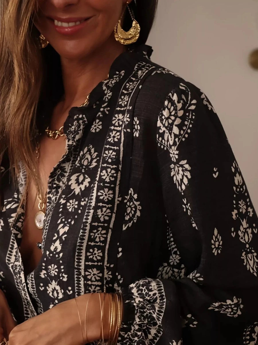 Lush Ruffle Blouse - Brick + Boho