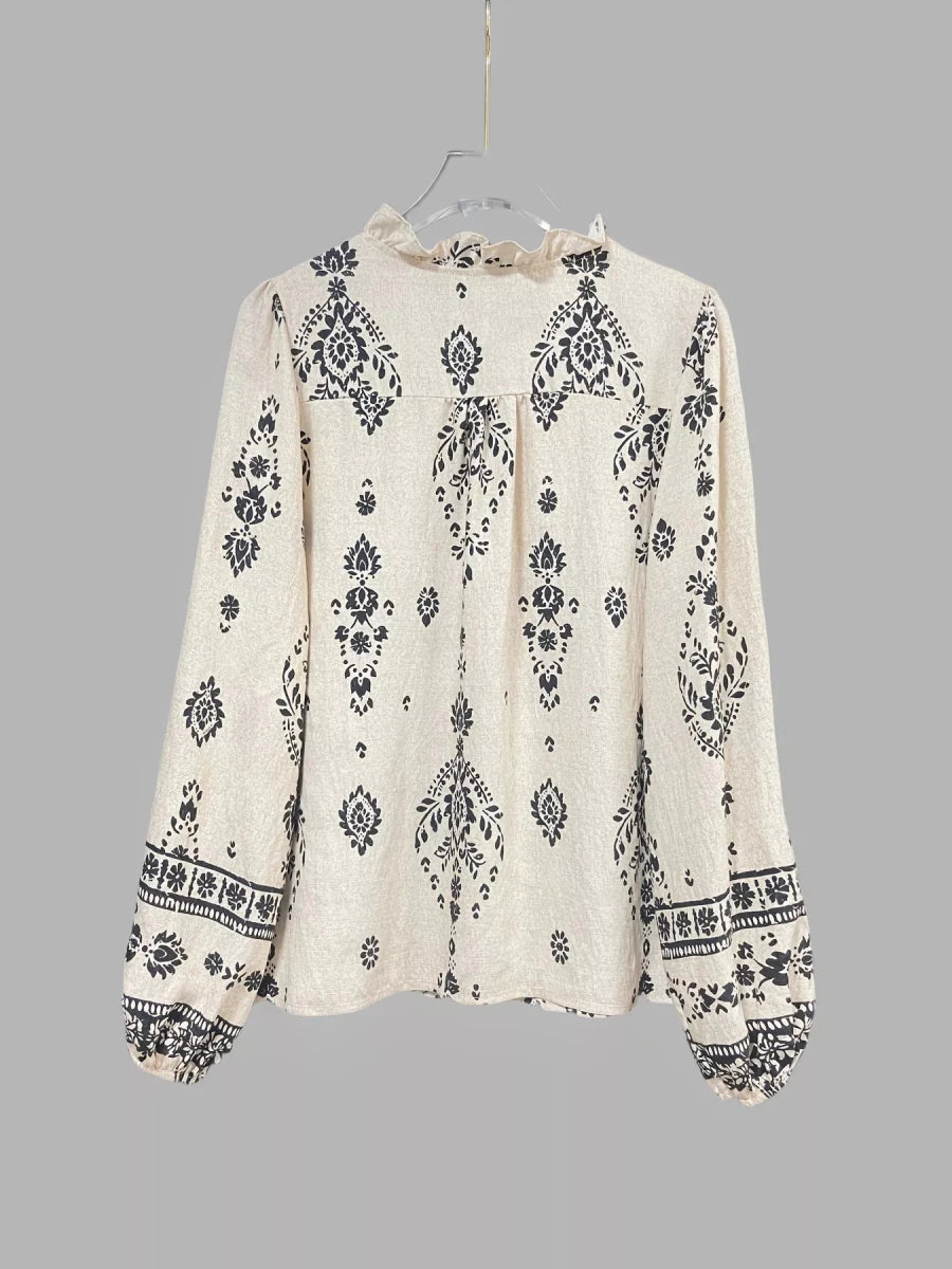 Lush Ruffle Blouse - Brick + Boho