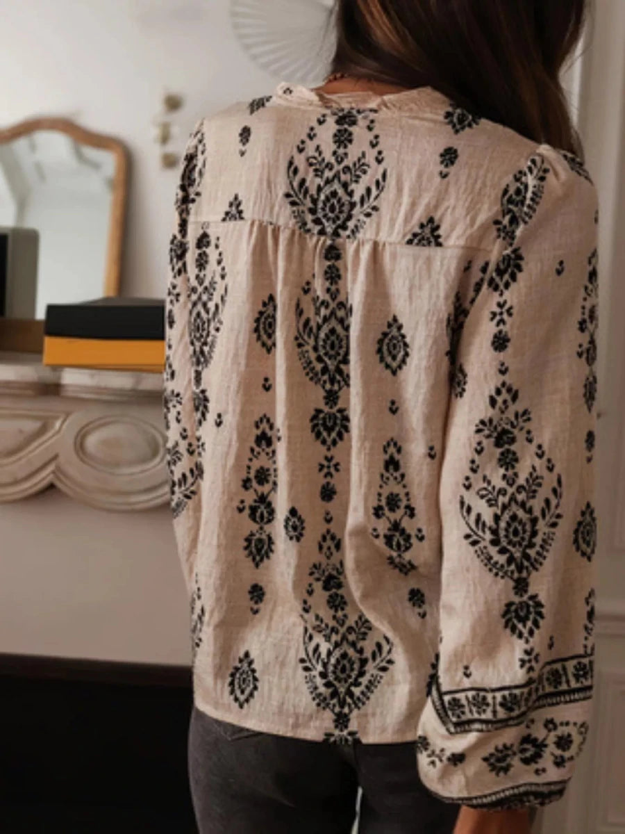 Lush Ruffle Blouse - Brick + Boho
