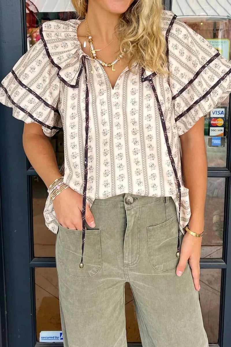Marble Structured Blouse - Brick + Boho