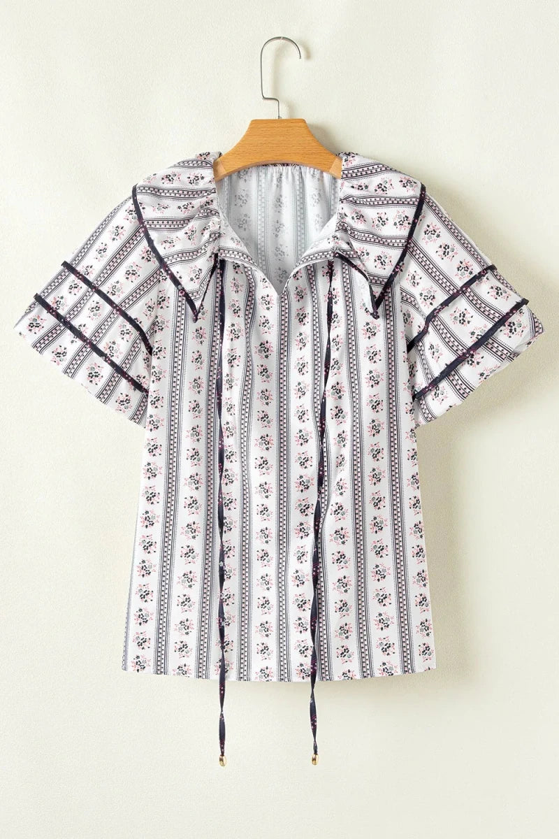 Marble Structured Blouse - Brick + Boho