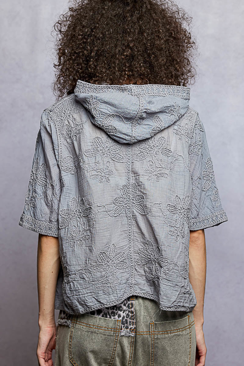 Meadow Bloom Hooded Shirt - Brick + Boho