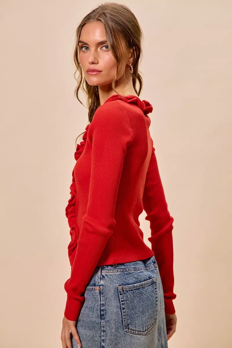 Mojave Mist Cascade Ribbed Cardigan - Brick + Boho