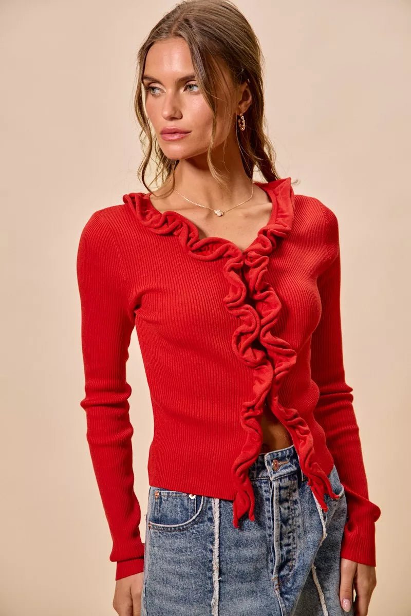 Mojave Mist Cascade Ribbed Cardigan - Brick + Boho