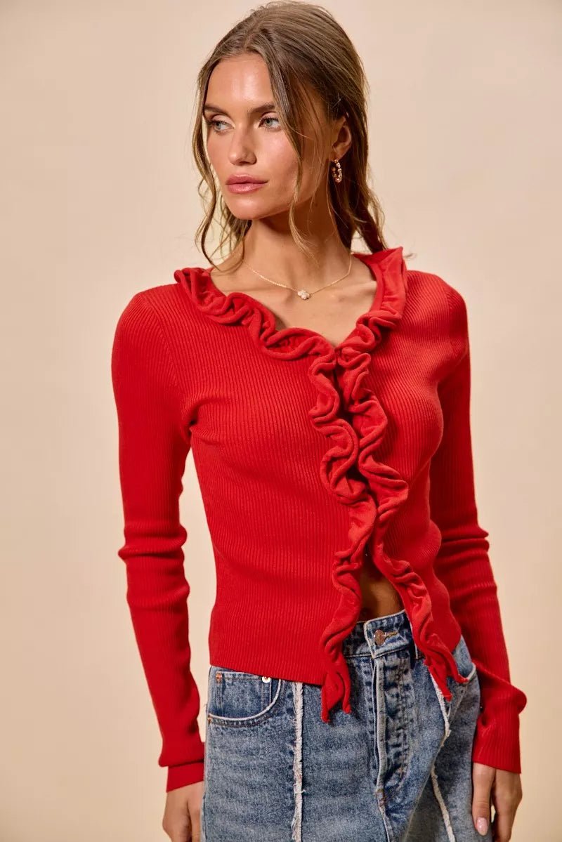 Mojave Mist Cascade Ribbed Cardigan - Brick + Boho