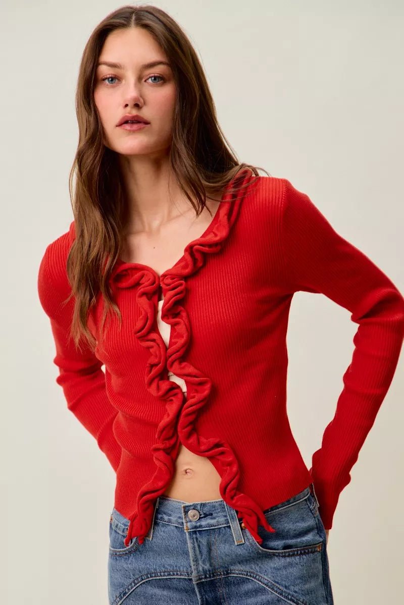 Mojave Mist Cascade Ribbed Cardigan - Brick + Boho