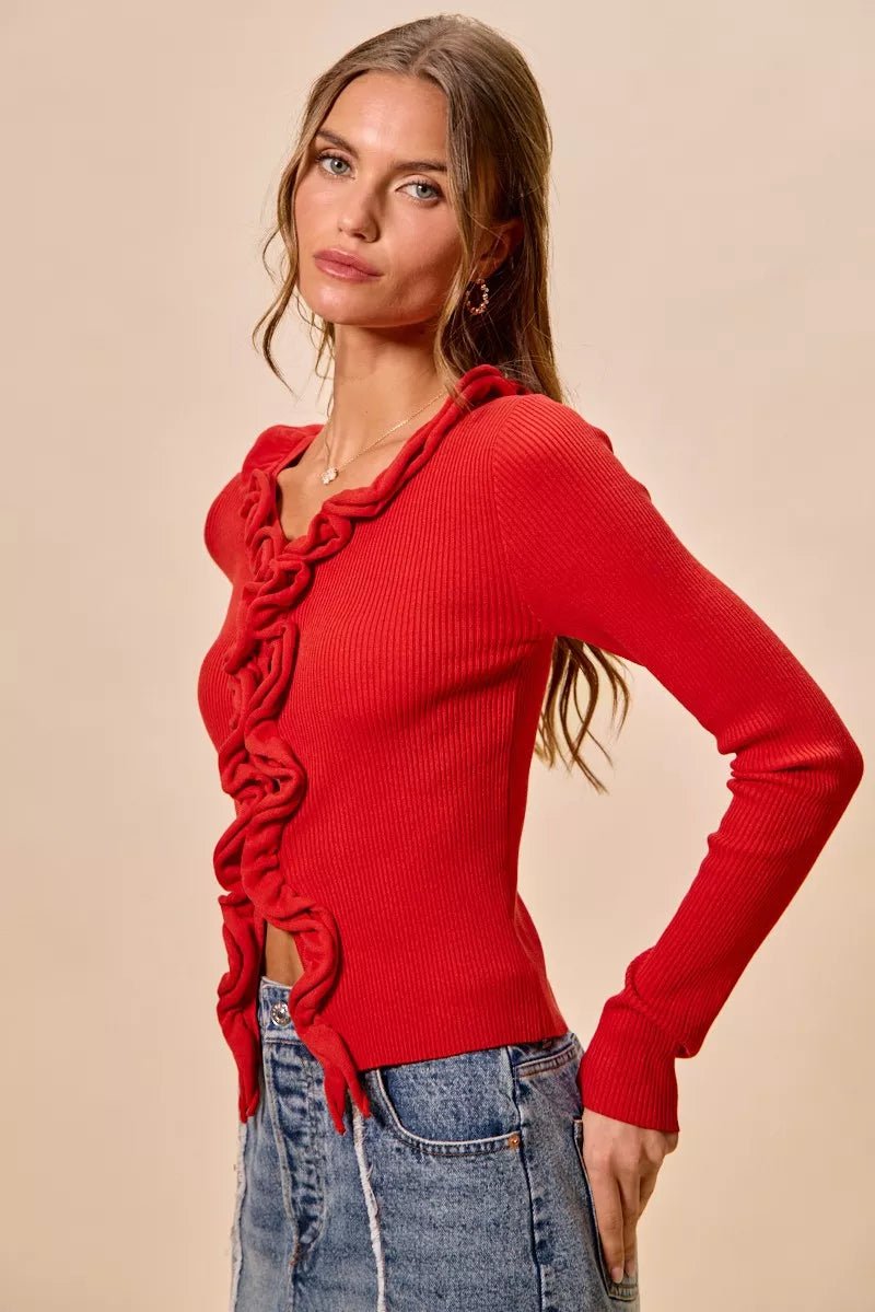 Mojave Mist Cascade Ribbed Cardigan - Brick + Boho