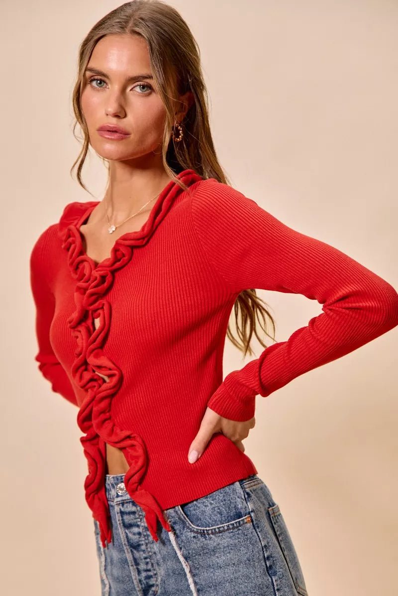 Mojave Mist Cascade Ribbed Cardigan - Brick + Boho