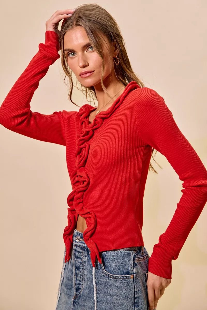 Mojave Mist Cascade Ribbed Cardigan - Brick + Boho