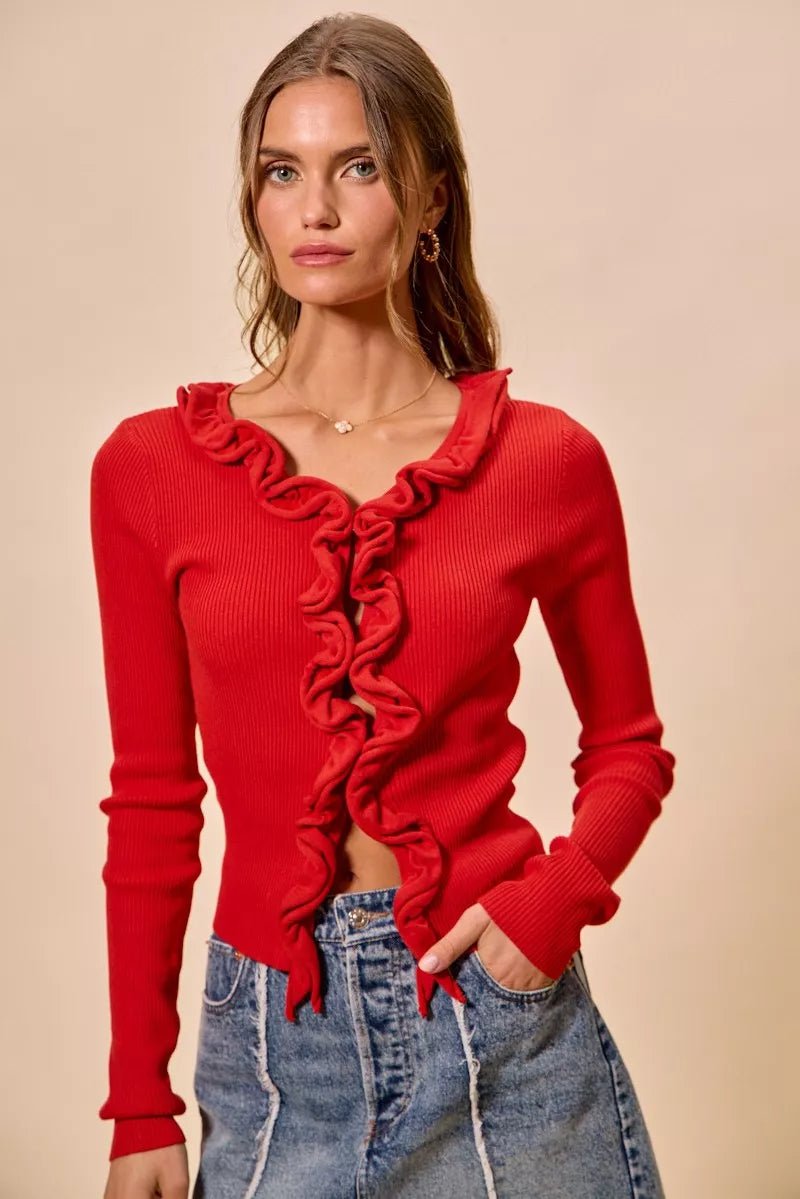 Mojave Mist Cascade Ribbed Cardigan - Brick + Boho