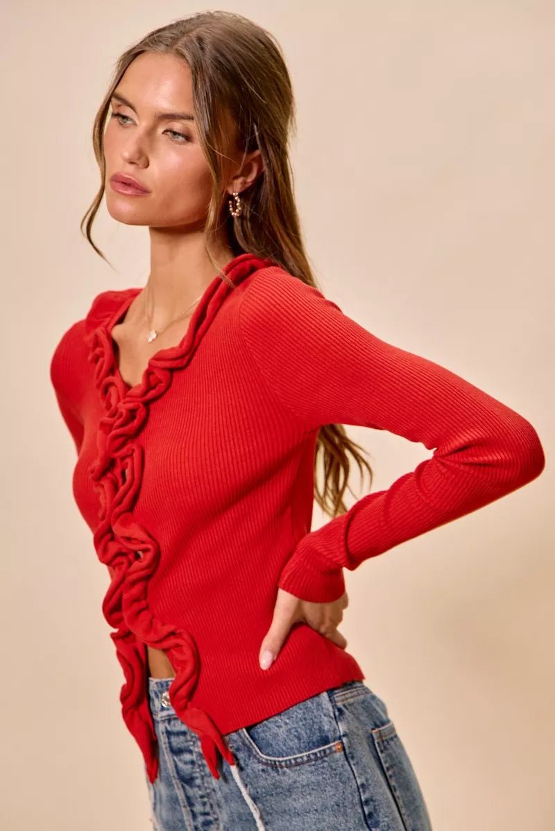 Mojave Mist Cascade Ribbed Cardigan - Brick + Boho