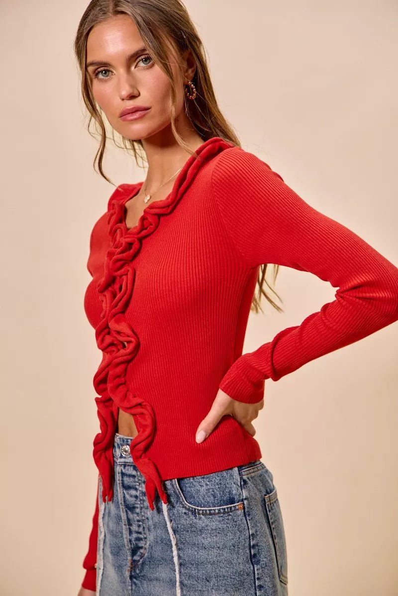 Mojave Mist Cascade Ribbed Cardigan - Brick + Boho