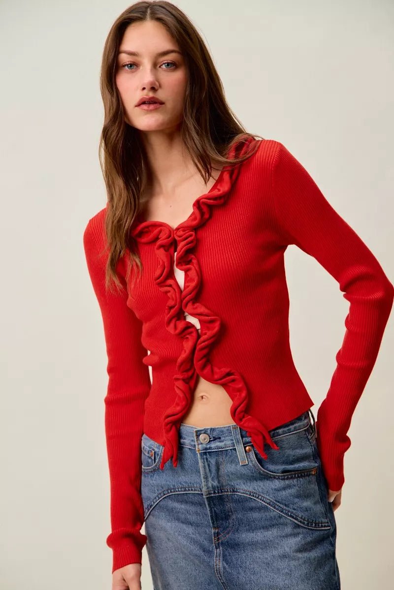 Mojave Mist Cascade Ribbed Cardigan - Brick + Boho