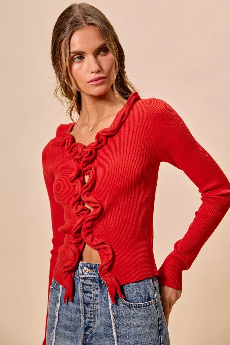 Mojave Mist Cascade Ribbed Cardigan - Brick + Boho