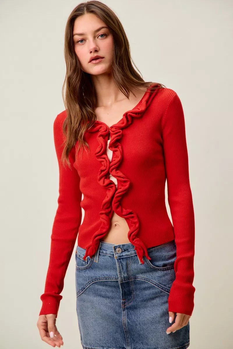 Mojave Mist Cascade Ribbed Cardigan - Brick + Boho
