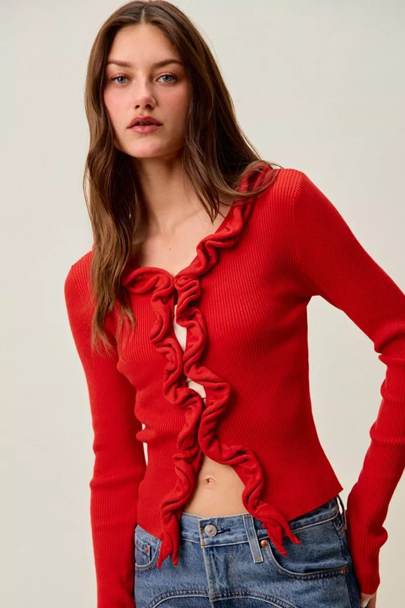 Mojave Mist Cascade Ribbed Cardigan - Brick + Boho