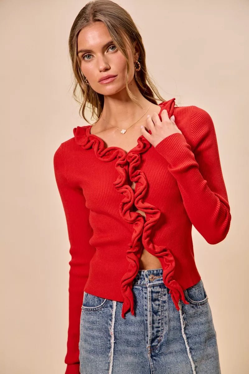 Mojave Mist Cascade Ribbed Cardigan - Brick + Boho