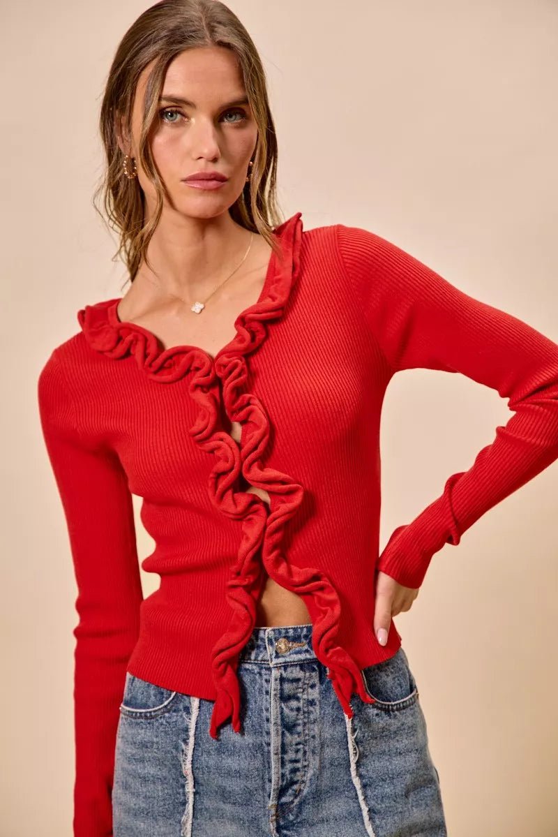 Mojave Mist Cascade Ribbed Cardigan - Brick + Boho