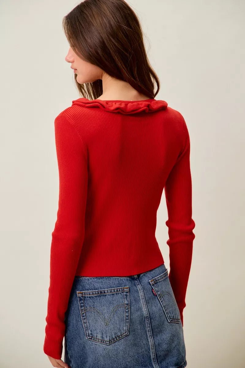 Mojave Mist Cascade Ribbed Cardigan - Brick + Boho