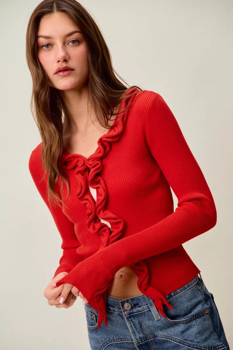 Mojave Mist Cascade Ribbed Cardigan - Brick + Boho