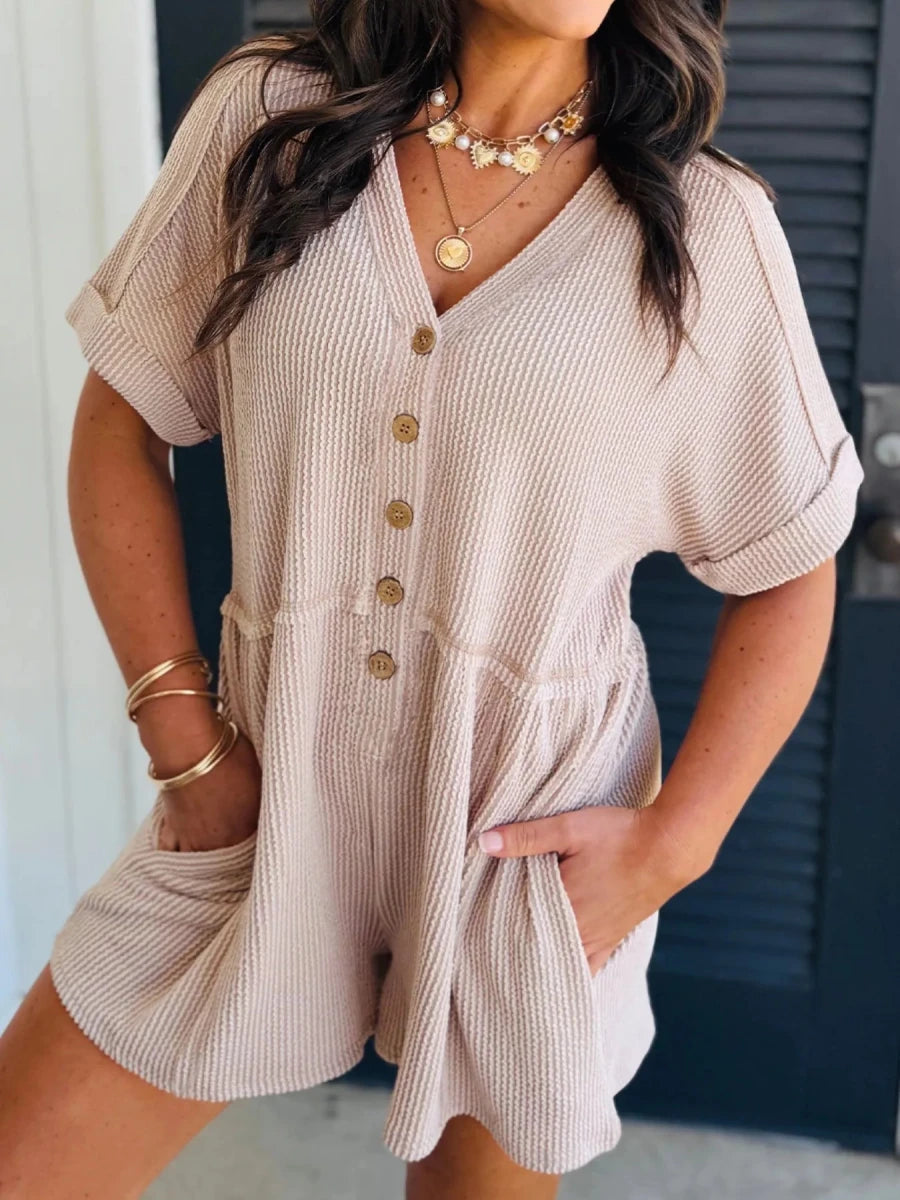 Monumental Ribbed Romper - Brick + Boho