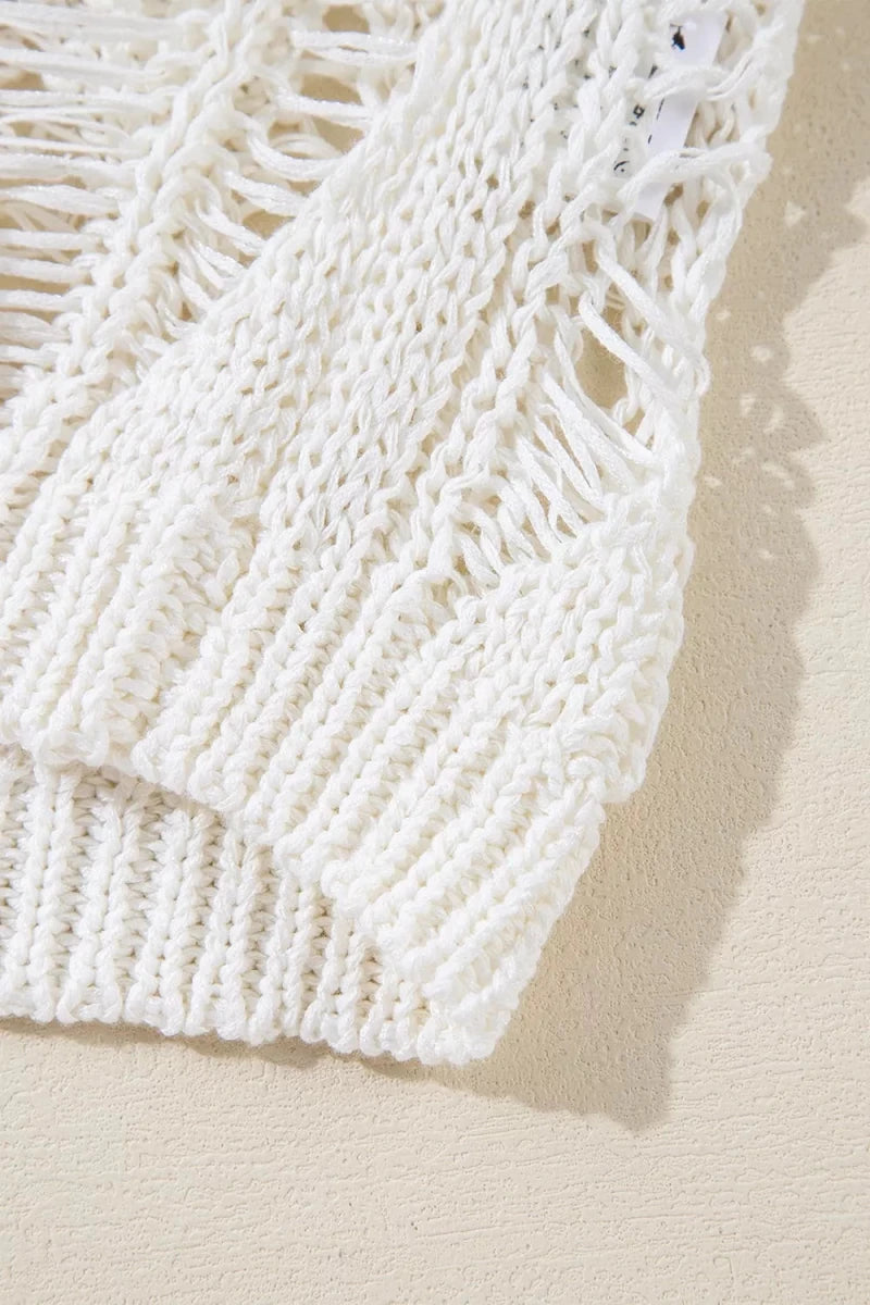 Mountain Whisper Openwork Sweater - Brick + Boho