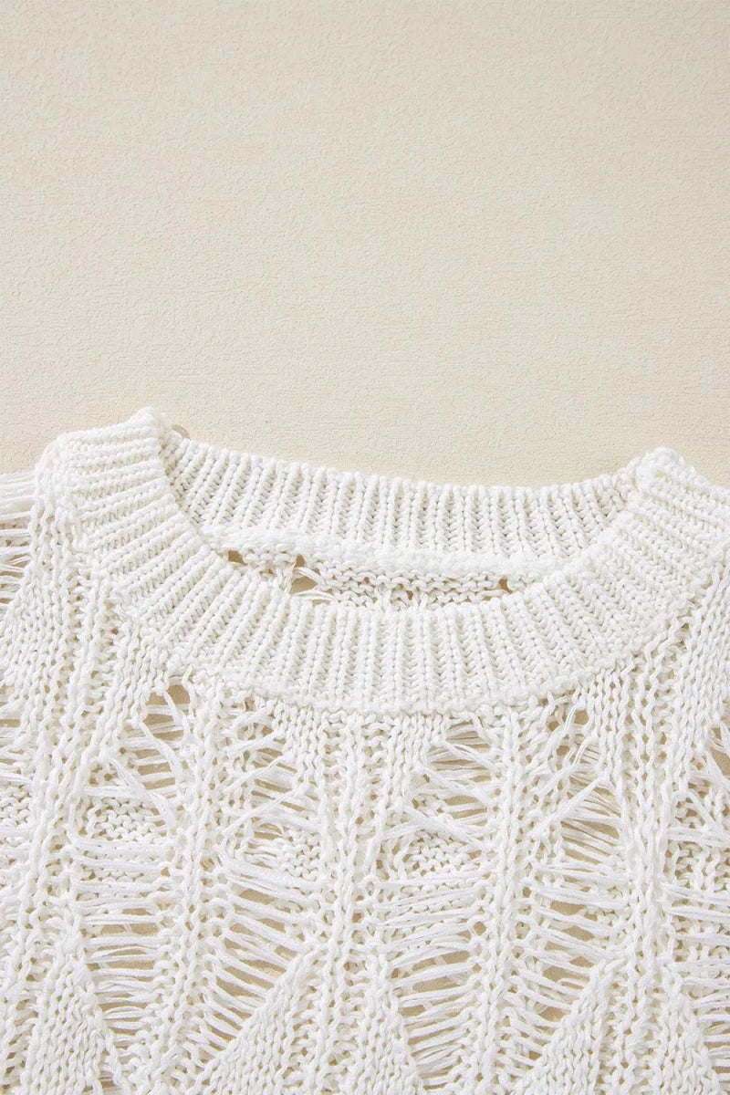 Mountain Whisper Openwork Sweater - Brick + Boho