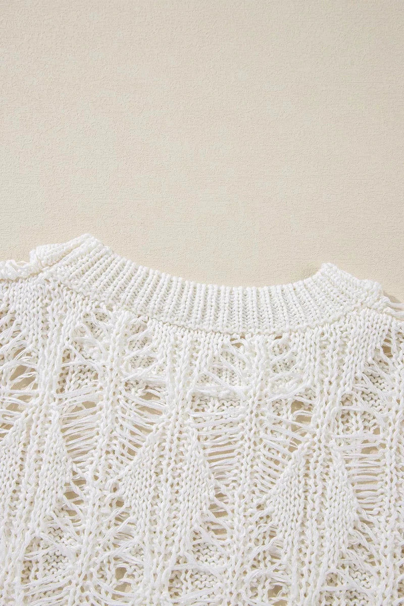 Mountain Whisper Openwork Sweater - Brick + Boho