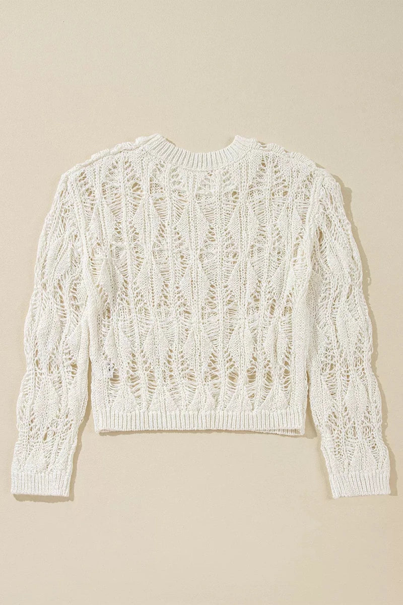 Mountain Whisper Openwork Sweater - Brick + Boho
