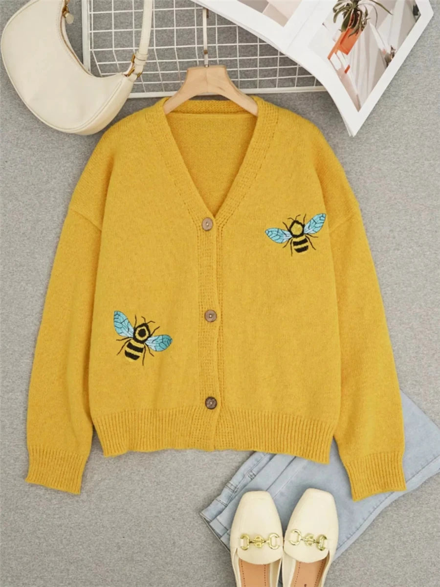 Nightbird Ocre Cardigan - Brick + Boho